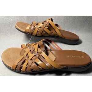 St. Johns Bay Sandals Navy Women's 8.5M Slip On Slides Heel Comfort